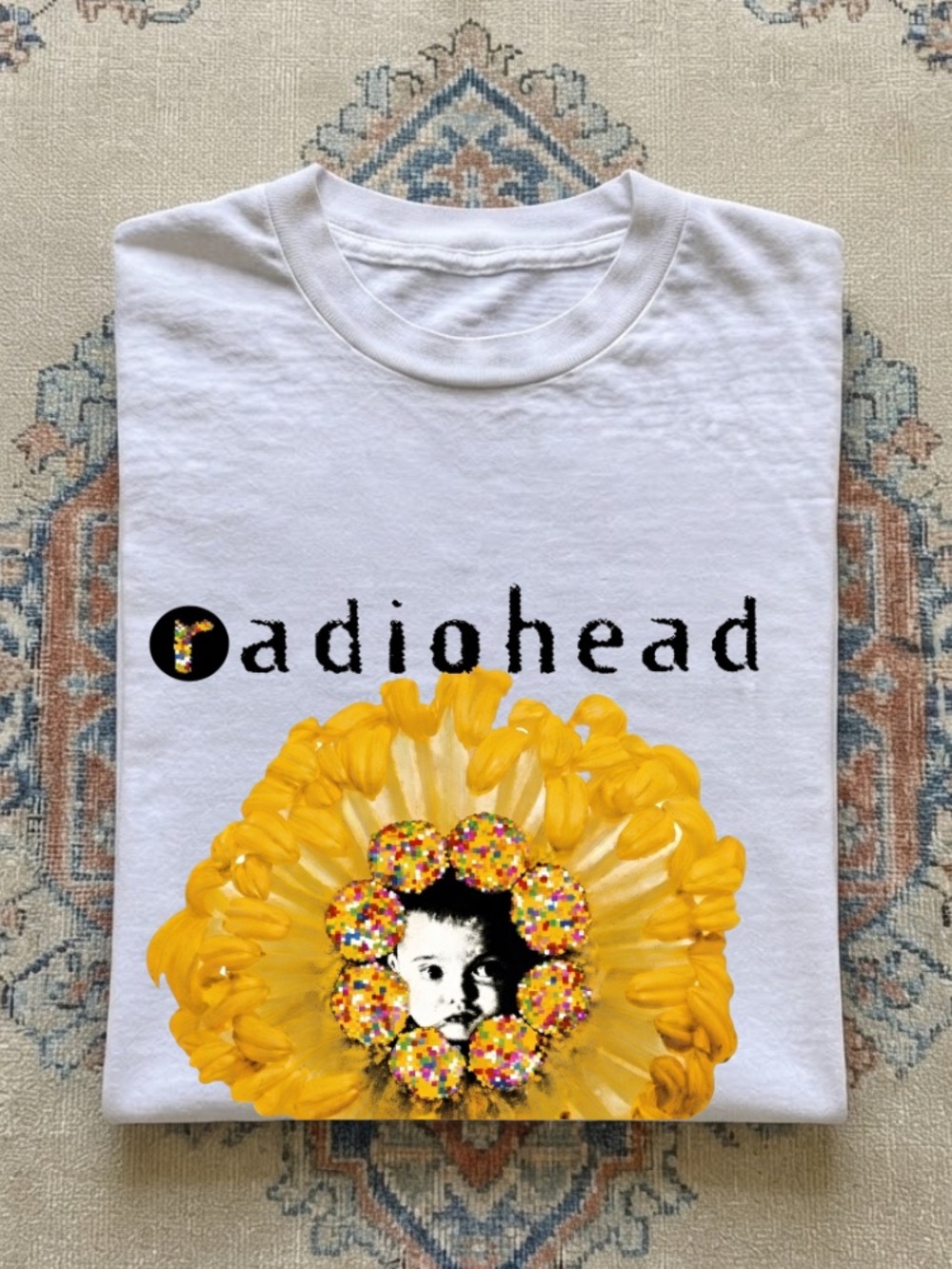 Radiohead Pablo Honey Flower Baby Music Artist Vintage White T-Shirt